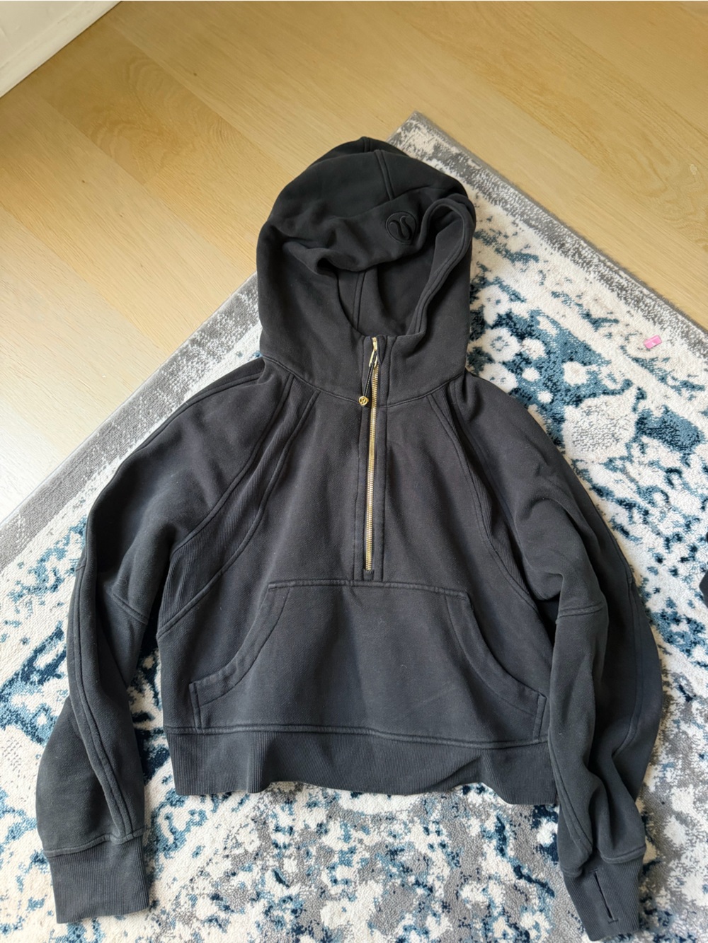 lululemon athletica Black Half-Zip Hooded Sweatshirt